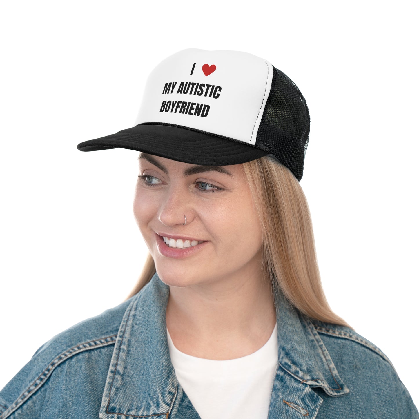 I Love My Autistic Boyfriend Funny Trucker Hat